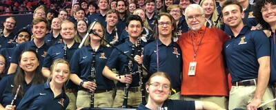 President Killeen at Assembly Hall with the Fighting Illini band