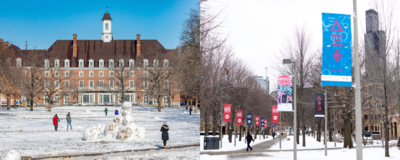 UIUC and UIC campuses in snow
