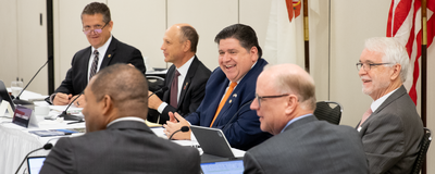 Illinois Governor JB Pritzker joined the September 2023 U of I System Board of Trustees meeting.